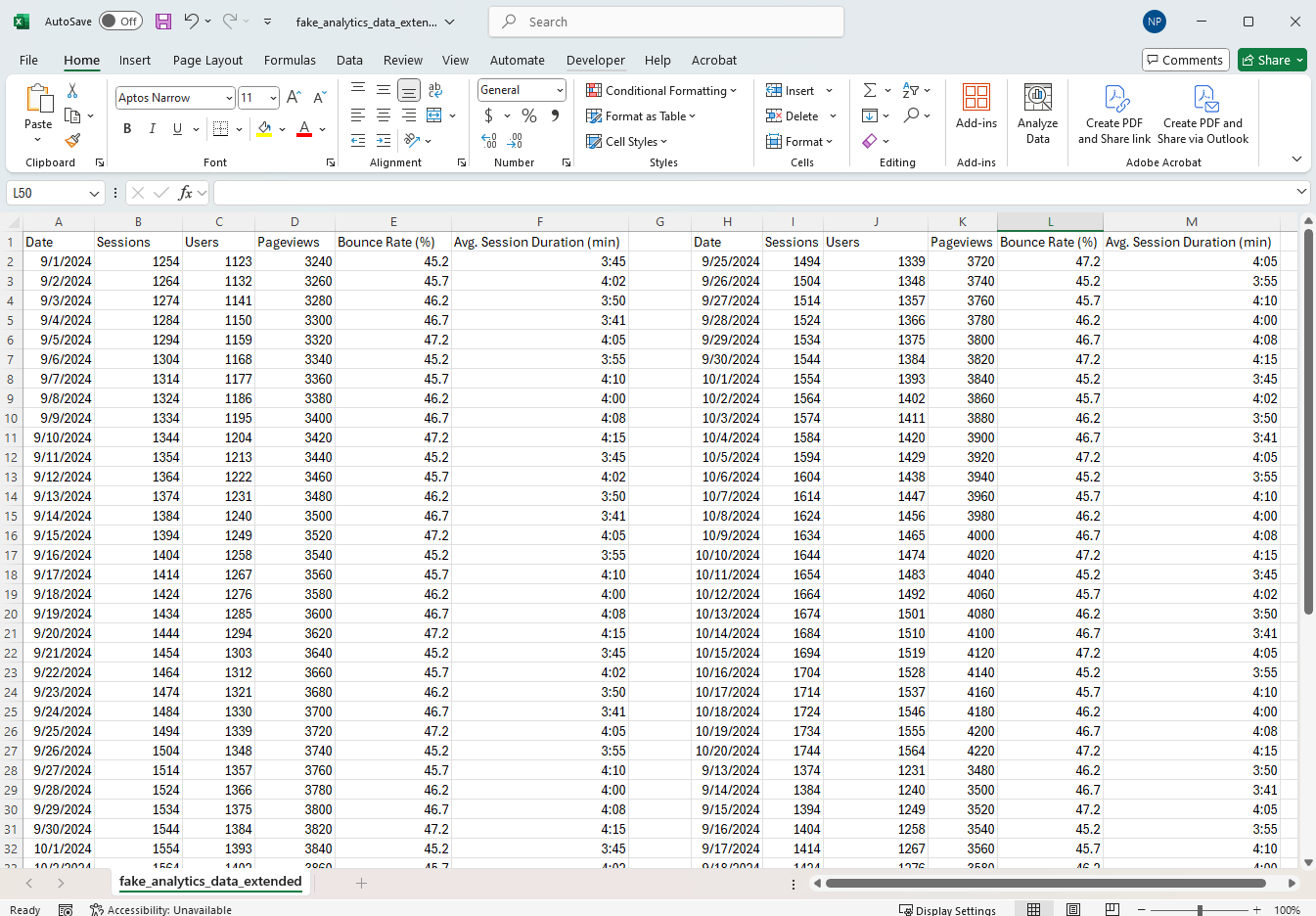 Excel sheet example